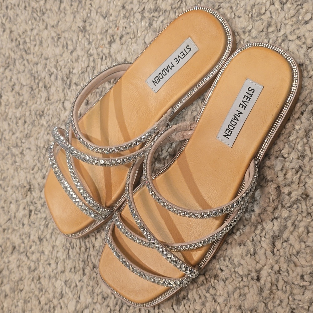 Steve Madden Tan and Silver Women's Sandals
